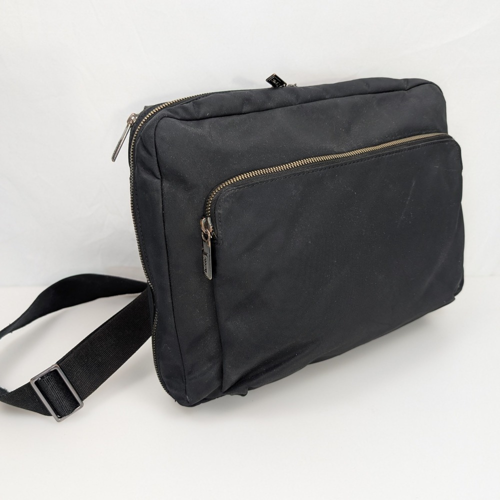 Away Travel Messenger Bag Black Nylon Crossbody Tech Laptop Bag Minimalist